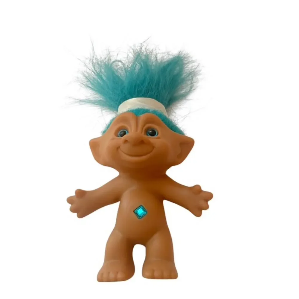 Treasure Troll Doll Turquoise Hair And Gem diamond Jewel Belly Button Vintage